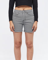 MOI OUTFIT-Checked Pattern Lady Short Jeans 13.90