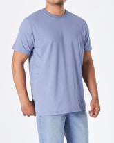 MOI OUTFIT-CK Plain Color Men Blue T-Shirt 15.90