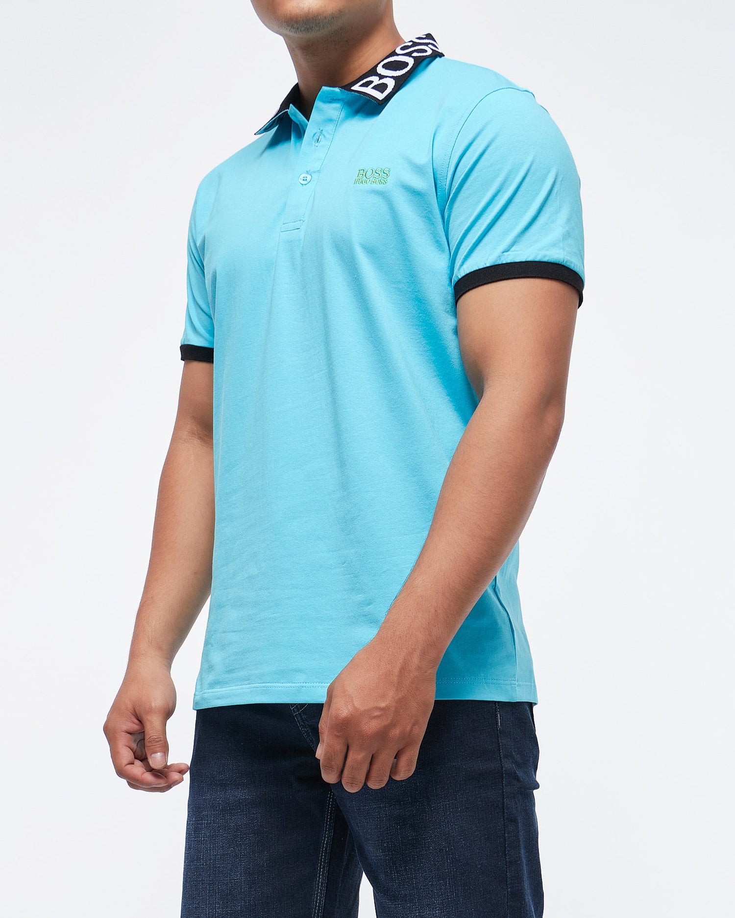 MOI OUTFIT-Collar Logo Printed Men Polo Shirt 13.90
