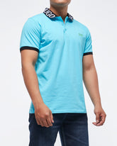 MOI OUTFIT-Collar Logo Printed Men Polo Shirt 13.90