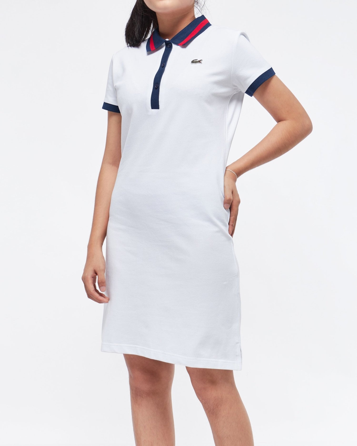 MOI OUTFIT-Contrast Trim Logo Embroidered Lady Polo Dress 22.90