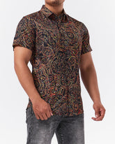 MOI OUTFIT-Damask Pattern Men Shirt Short Sleeve 23.90