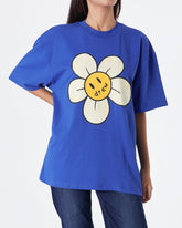 MOI OUTFIT-DRE Flower Smiling Unisex Blue T-Shirt 19.90