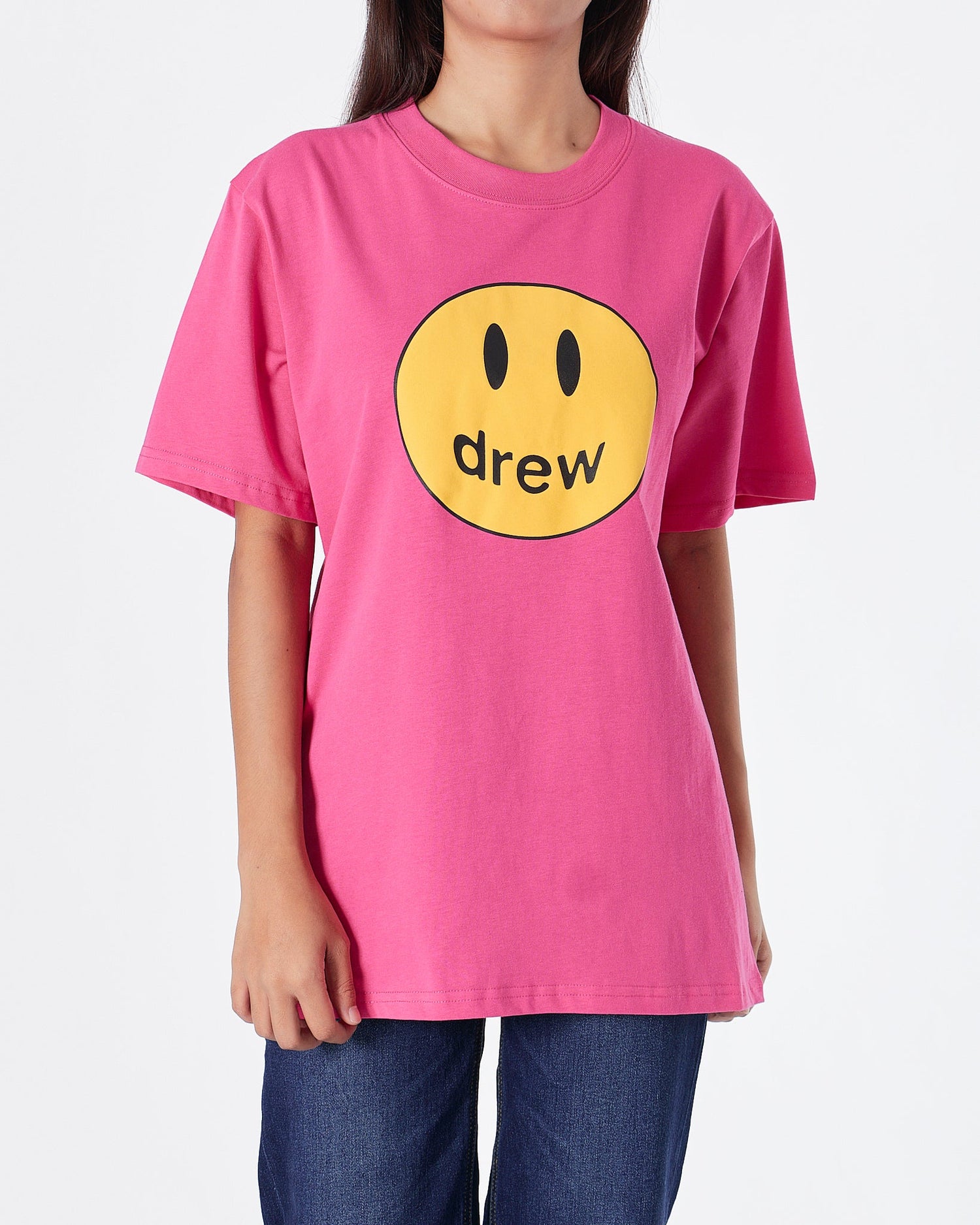 MOI OUTFIT-DRE Smiling Face Unisex Pink T-Shirt 18.90
