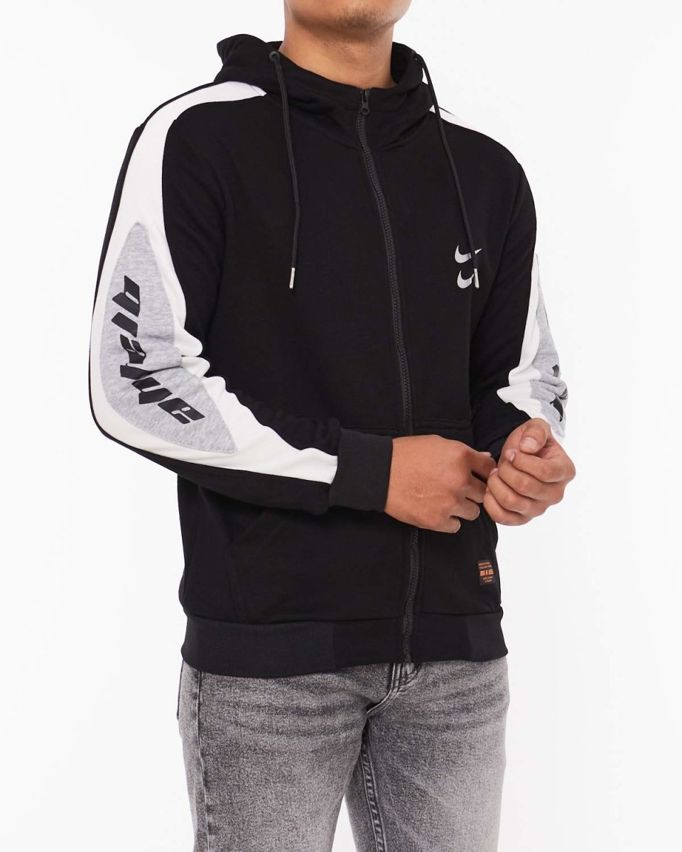 MOI OUTFIT-Dual Side Logo Men Hoodie Zipped 25.90