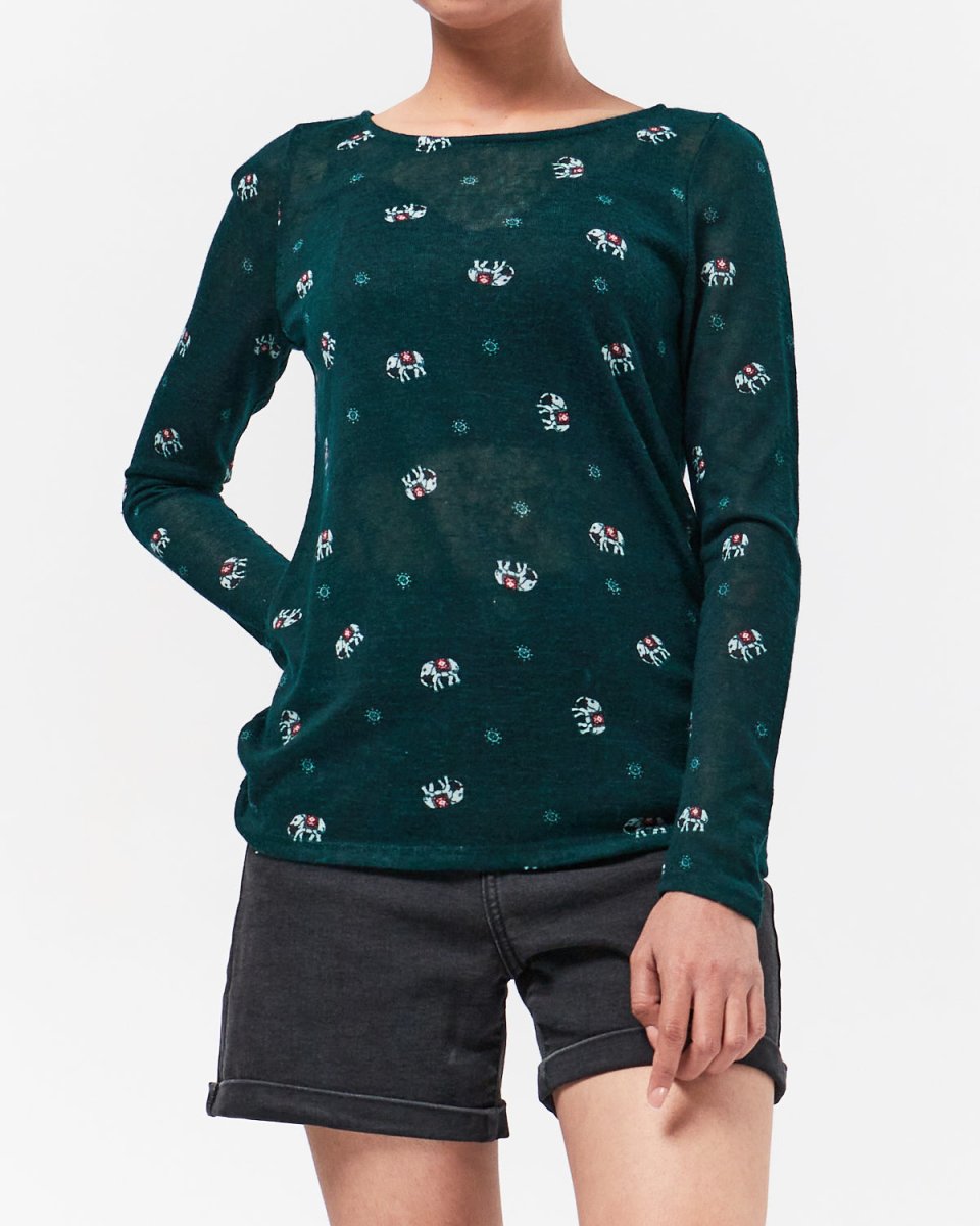 MOI OUTFIT-Elephant Over Print Lady T-Shirt Long Sleeve 9.90