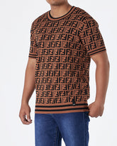MOI OUTFIT-FF Logo Over Printed Men Knit T-Shirt 55.90