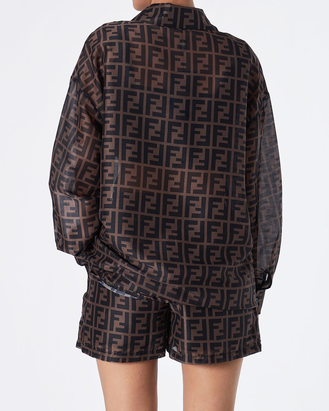 MOI OUTFIT-FF Monogram Lady Brown Set Shirt + Short 2pcs 79.90