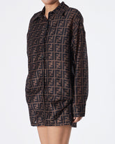 MOI OUTFIT-FF Monogram Lady Brown Set Shirt + Short 2pcs 79.90