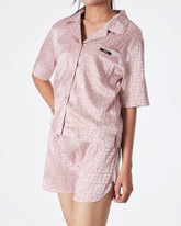 MOI OUTFIT-FF Monogram Lady Pink Set Shirt + Short 2pcs 79.90