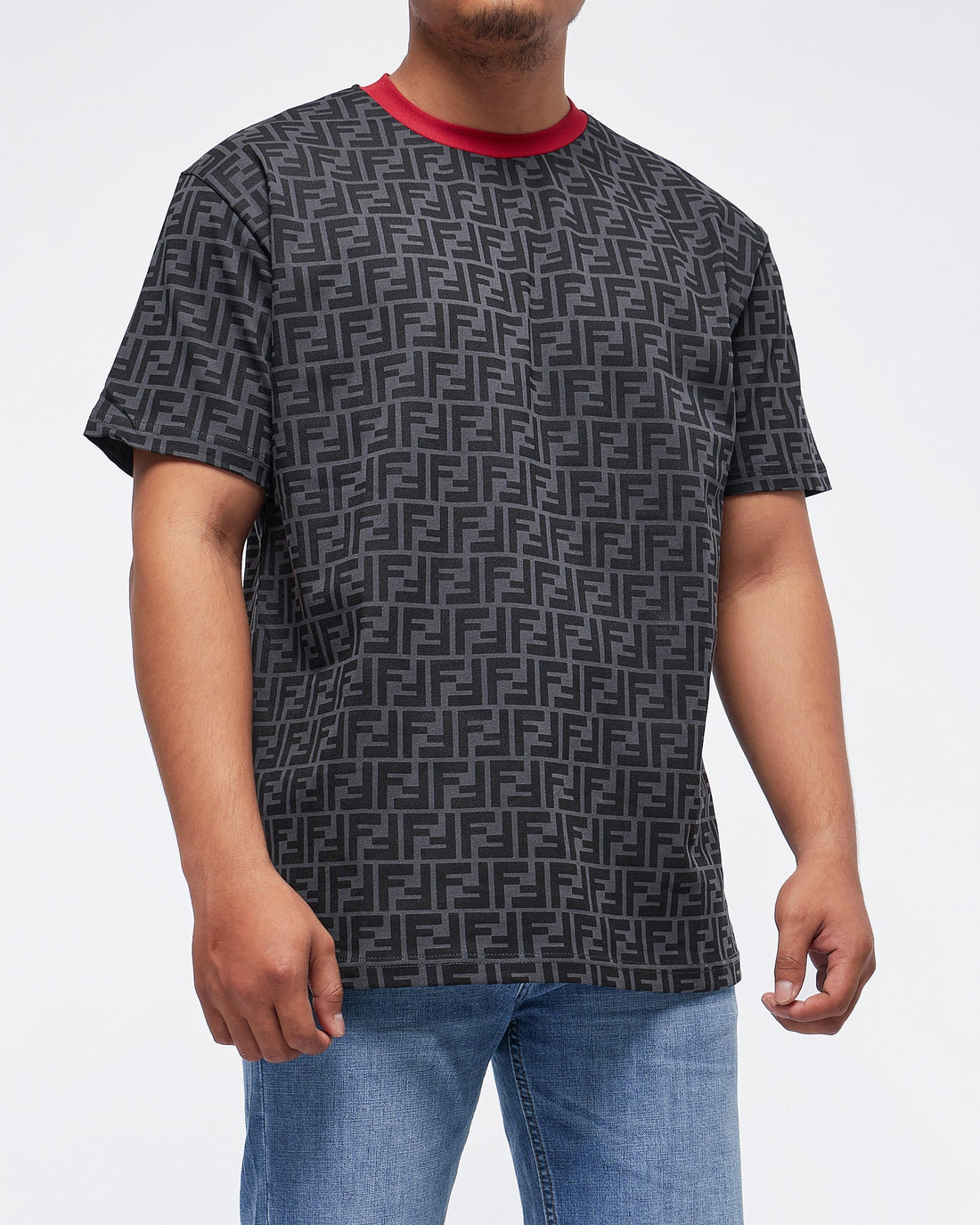 MOI OUTFIT-FF Monogram Over Printed Men T-Shirt 25.90