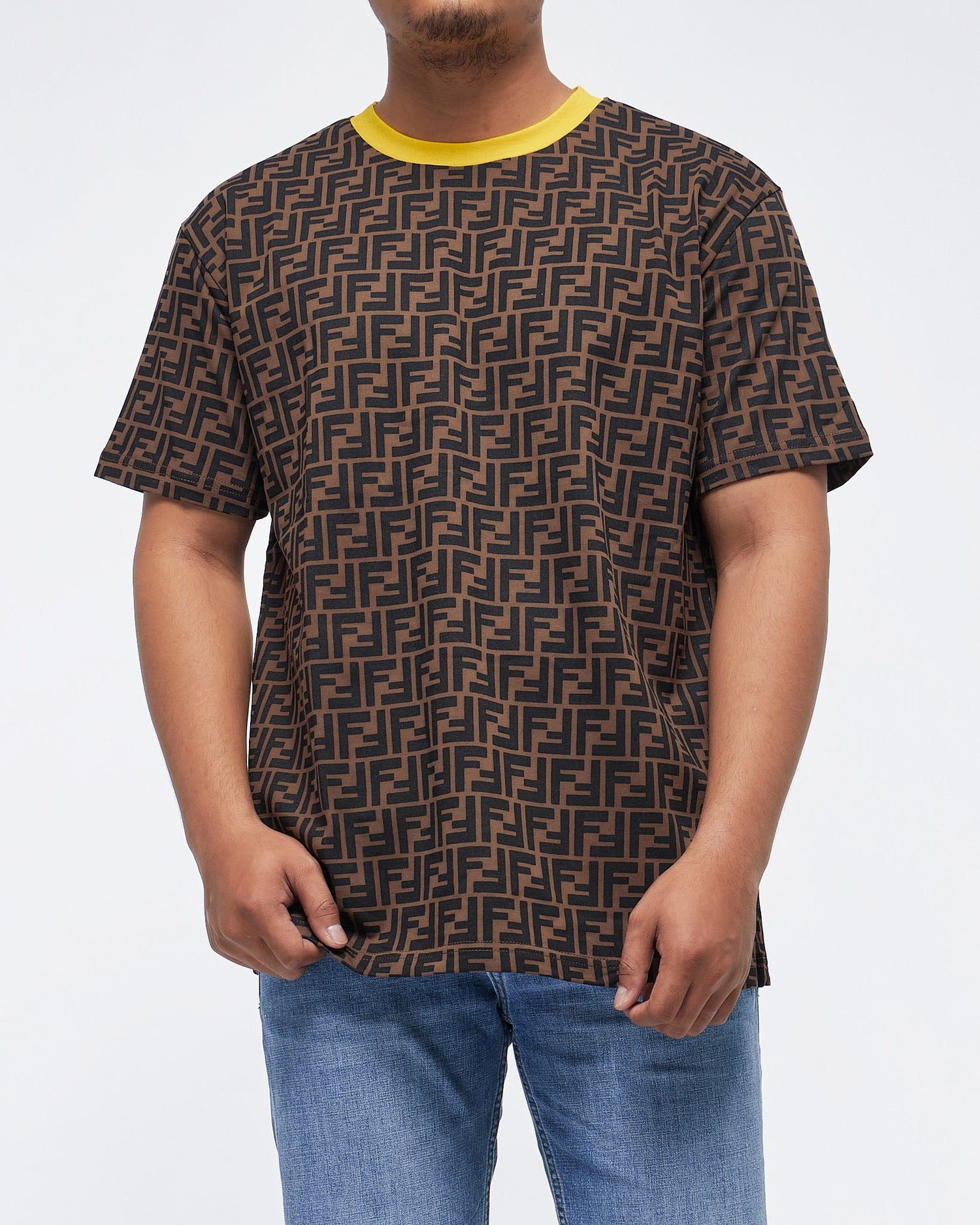 MOI OUTFIT-FF Monogram Over Printed Men T-Shirt 25.90