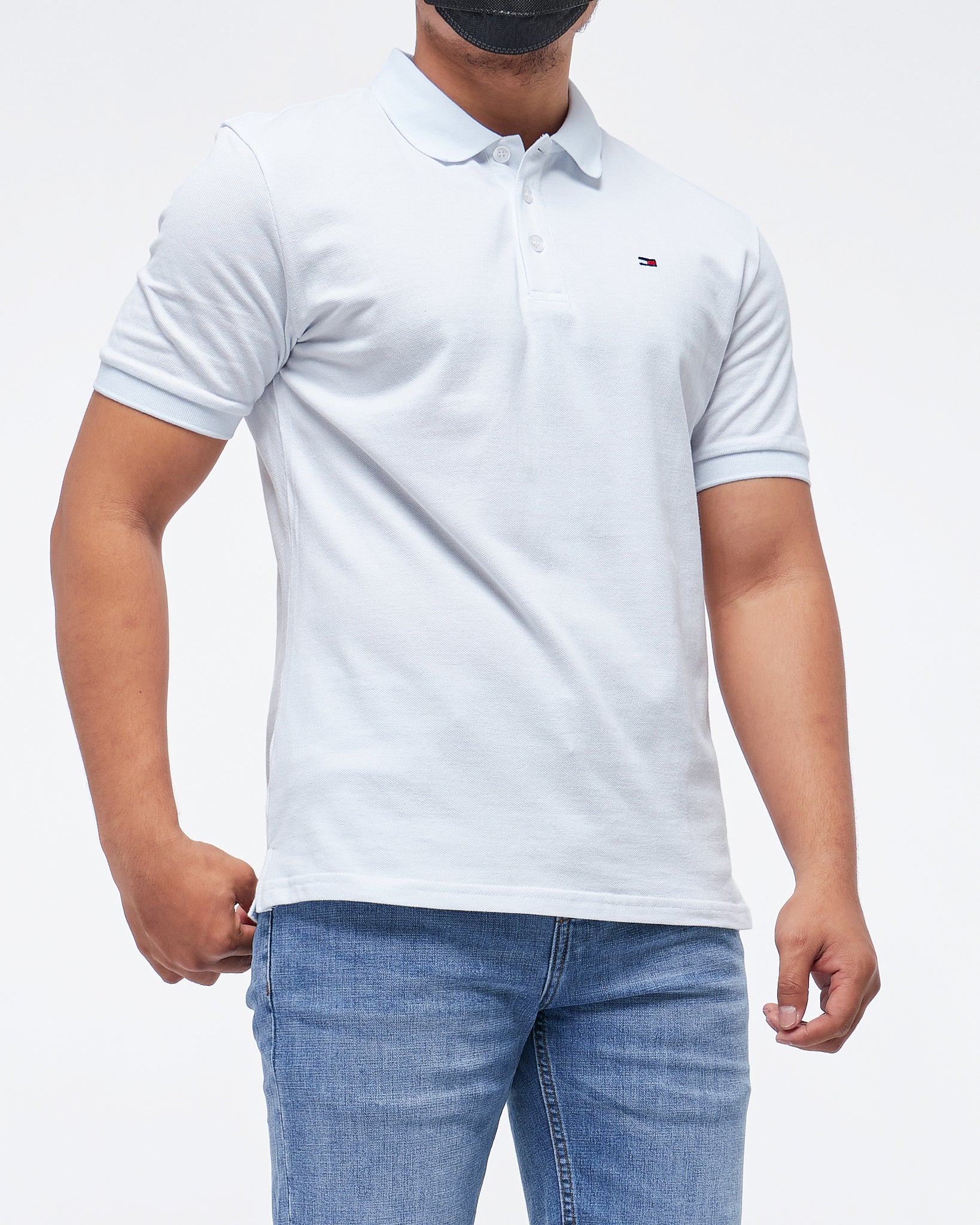 MOI OUTFIT-Flag Embroidered Men Polo Shirt 19.90