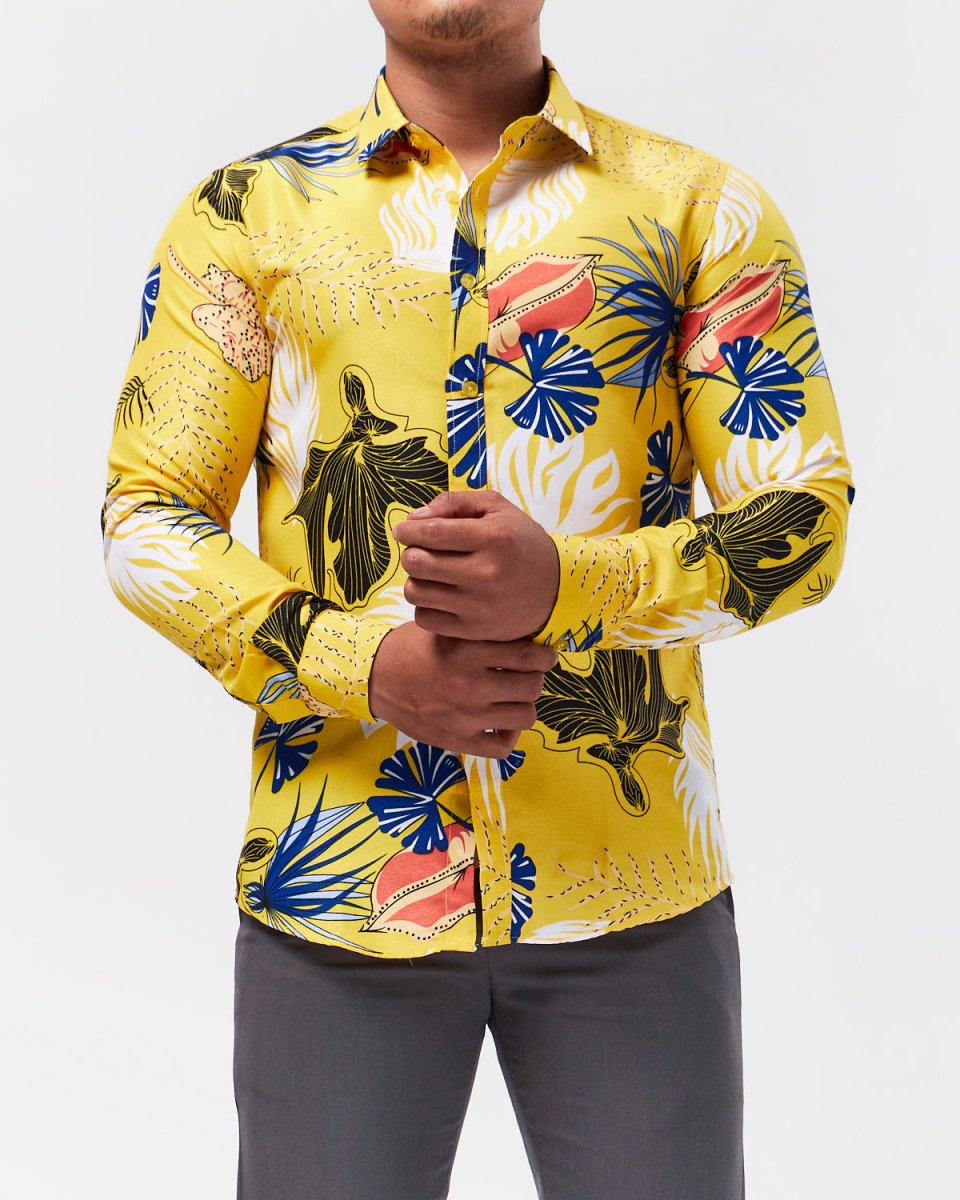 MOI OUTFIT-Floral Printed Men Shirt Long Sleeve 21.90