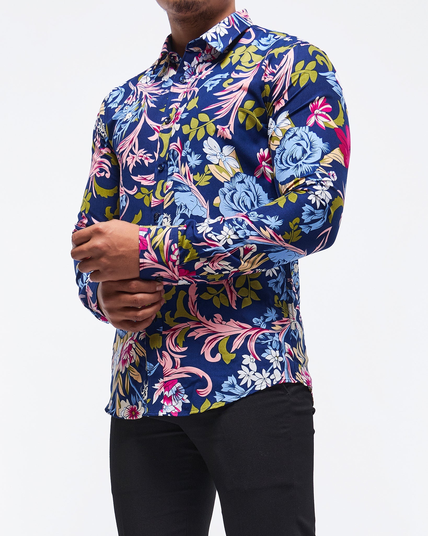 MOI OUTFIT-Floral Printed Men Shirt Long Sleeve 21.90