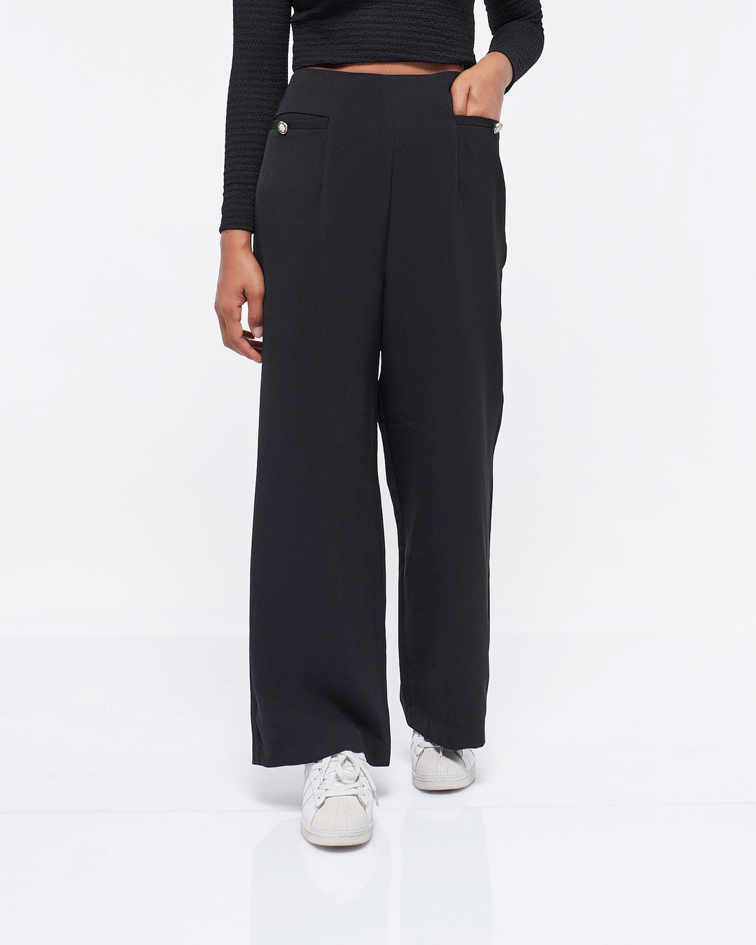 MOI OUTFIT-Front Pocket Wide Leg Lady Pants 17.50