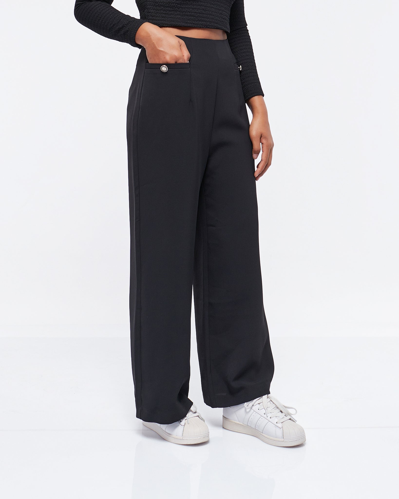 MOI OUTFIT-Front Pocket Wide Leg Lady Pants 17.50