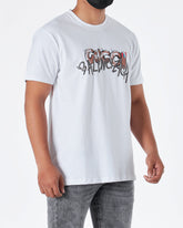 MOI OUTFIT-Graffiti Logo Printed Men T-Shirt 18.90