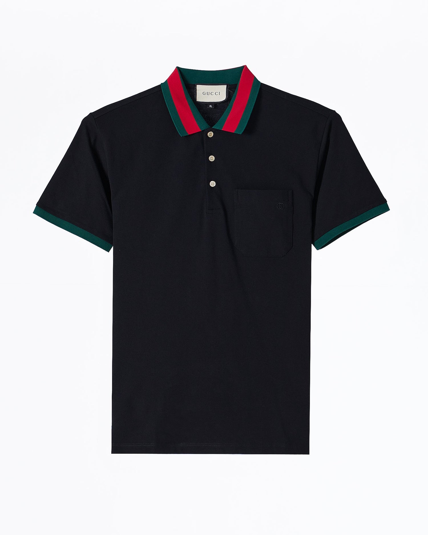 MOI OUTFIT-GUC Striped Collar Men Black Polo Shirt 64.90