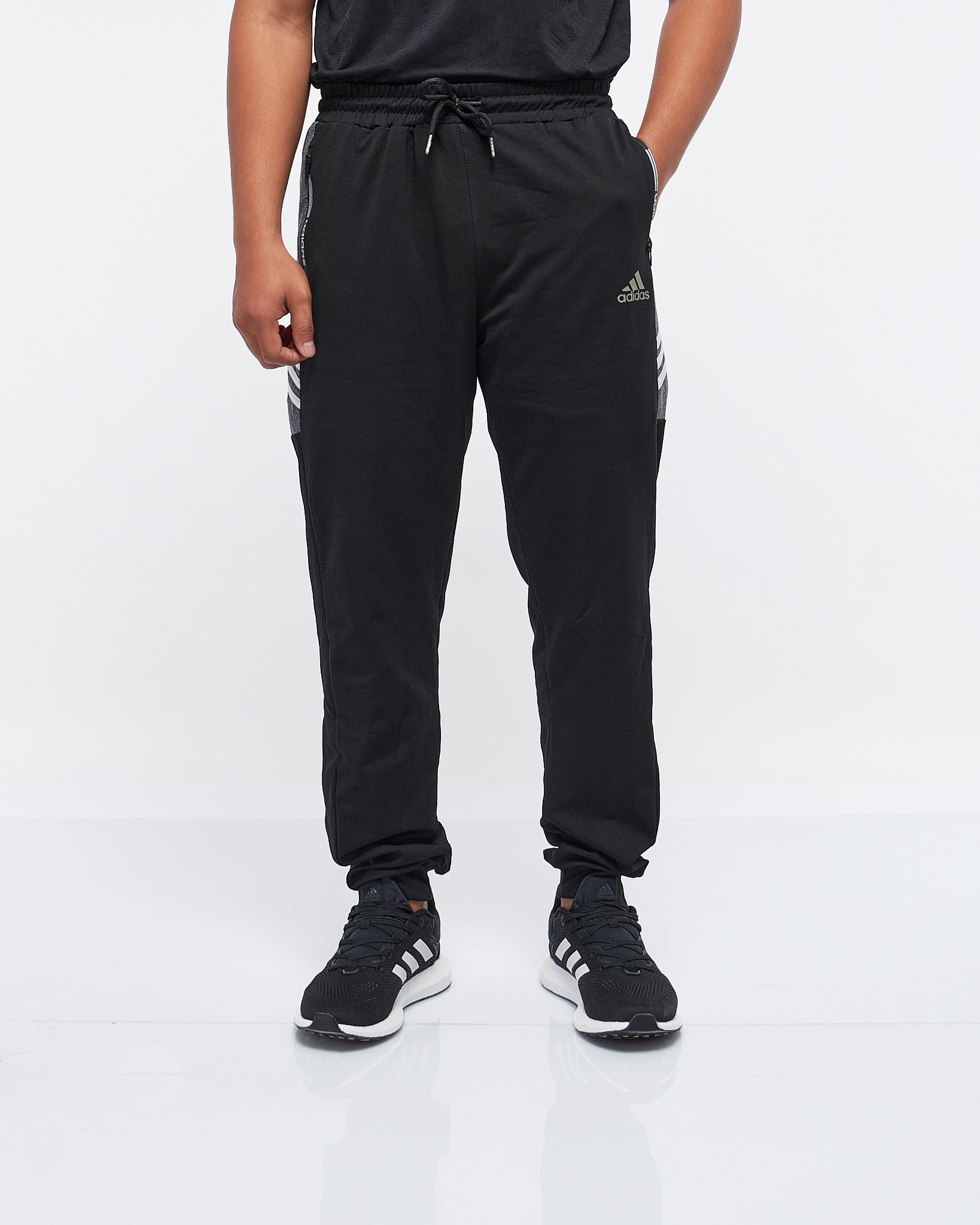 Half striped adidas store joggers