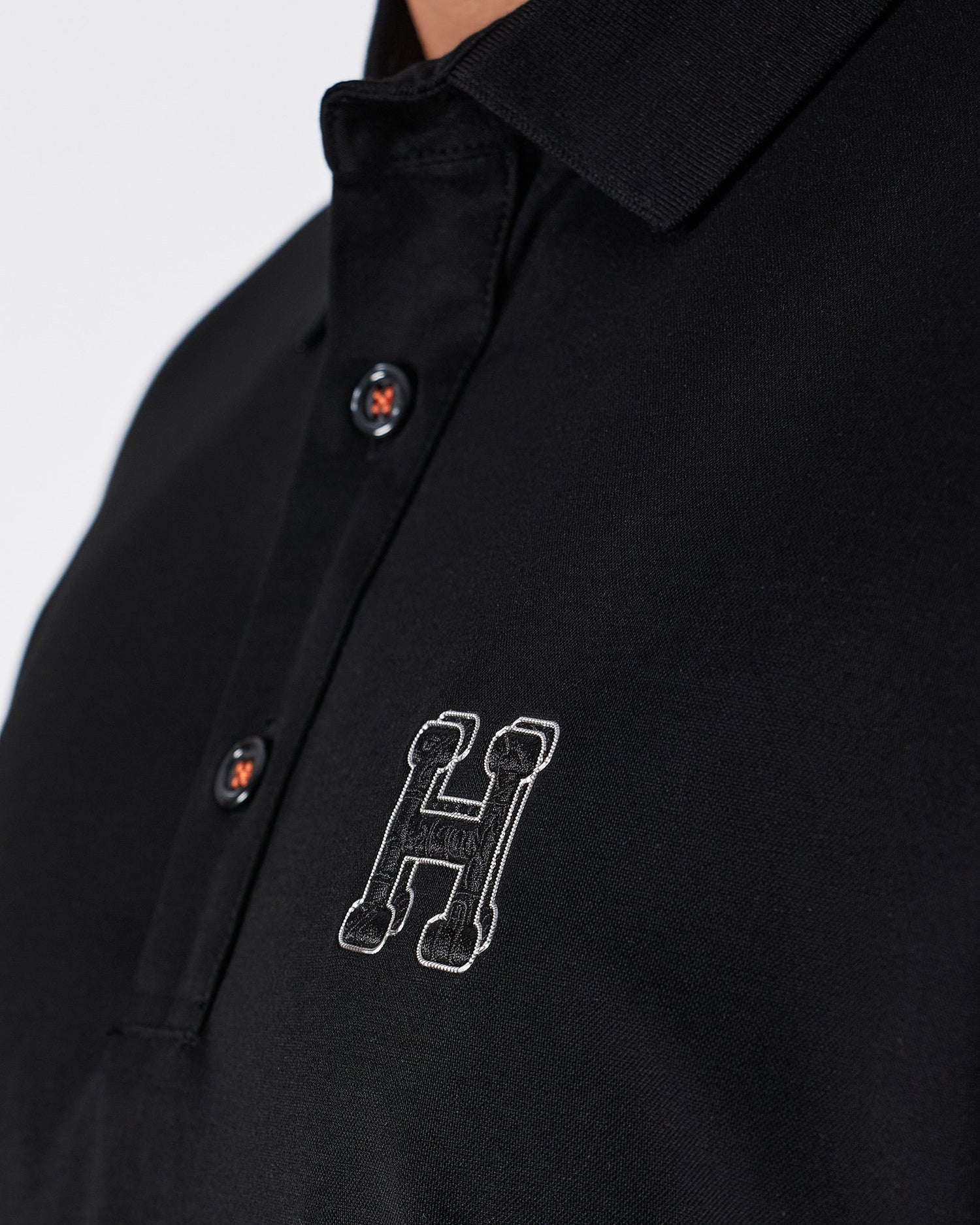 MOI OUTFIT-HER Embroidered Men Black Polo Shirt 75.90