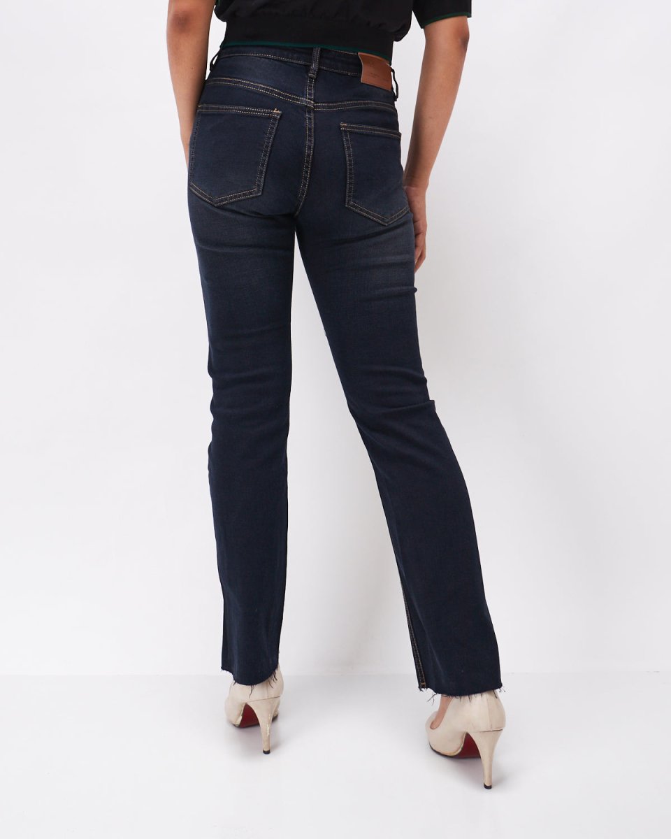MOI OUTFIT-High Waist Raw Hem Lady Straight Leg Jeans 18.90