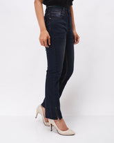 MOI OUTFIT-High Waist Raw Hem Lady Straight Leg Jeans 18.90