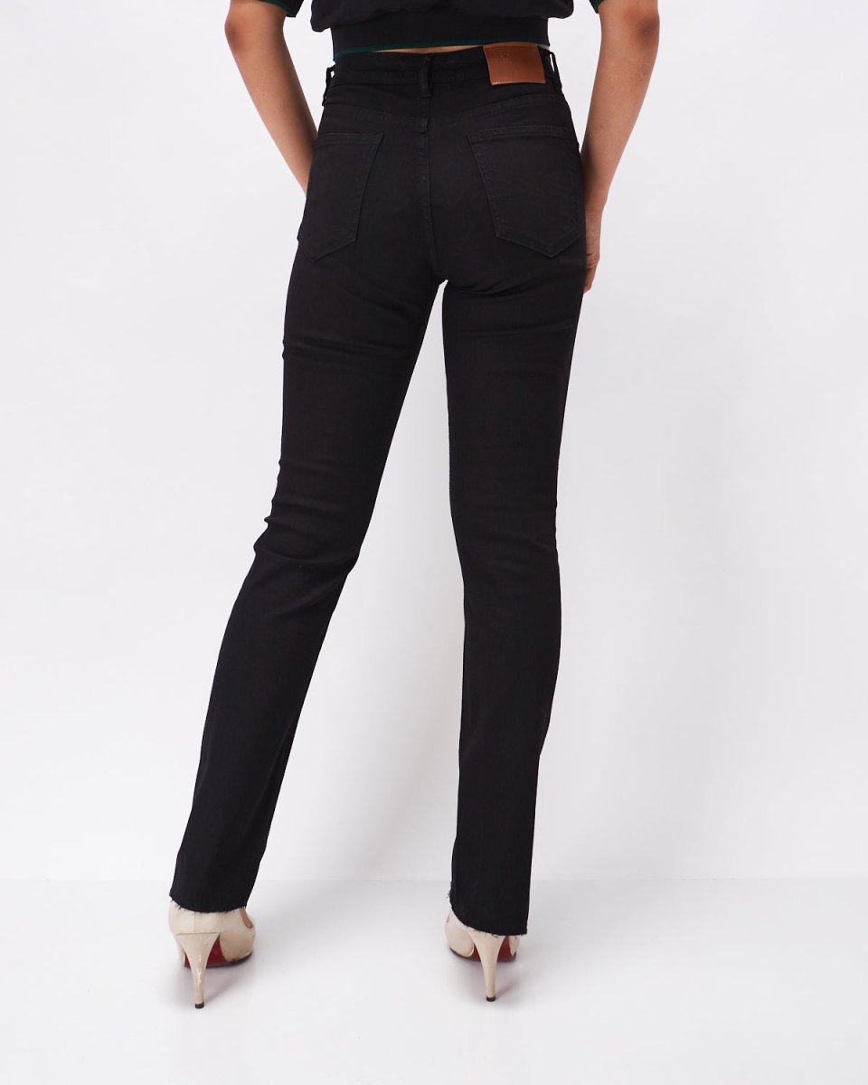 MOI OUTFIT-High Waist Raw Hem Lady Straight Leg Jeans 18.90