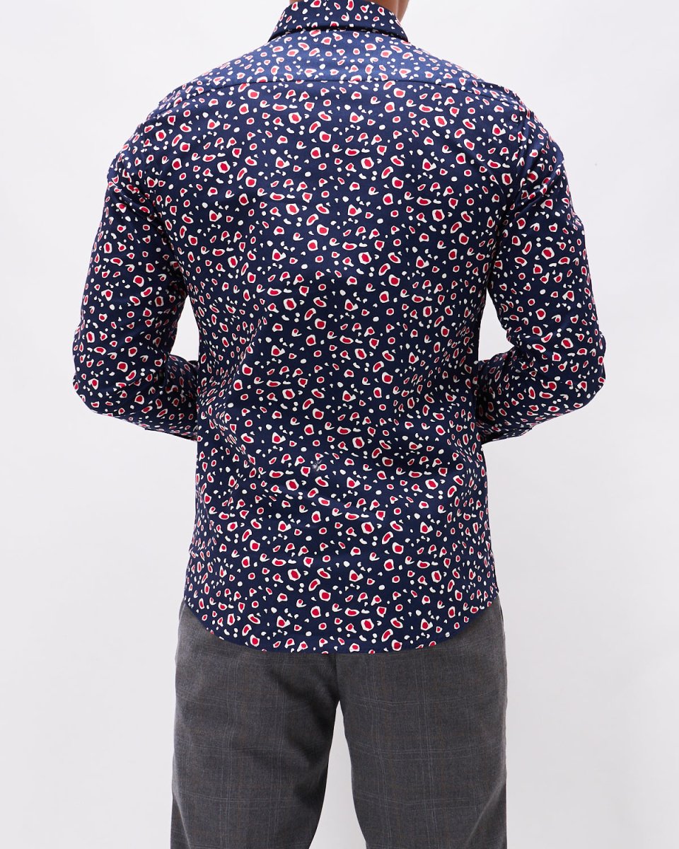 MOI OUTFIT-Ink Dots Printed Men Shirt Long Sleeve 24.90