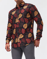 MOI OUTFIT-Leaf Over Printed Men Shirt Long Sleeve 21.90