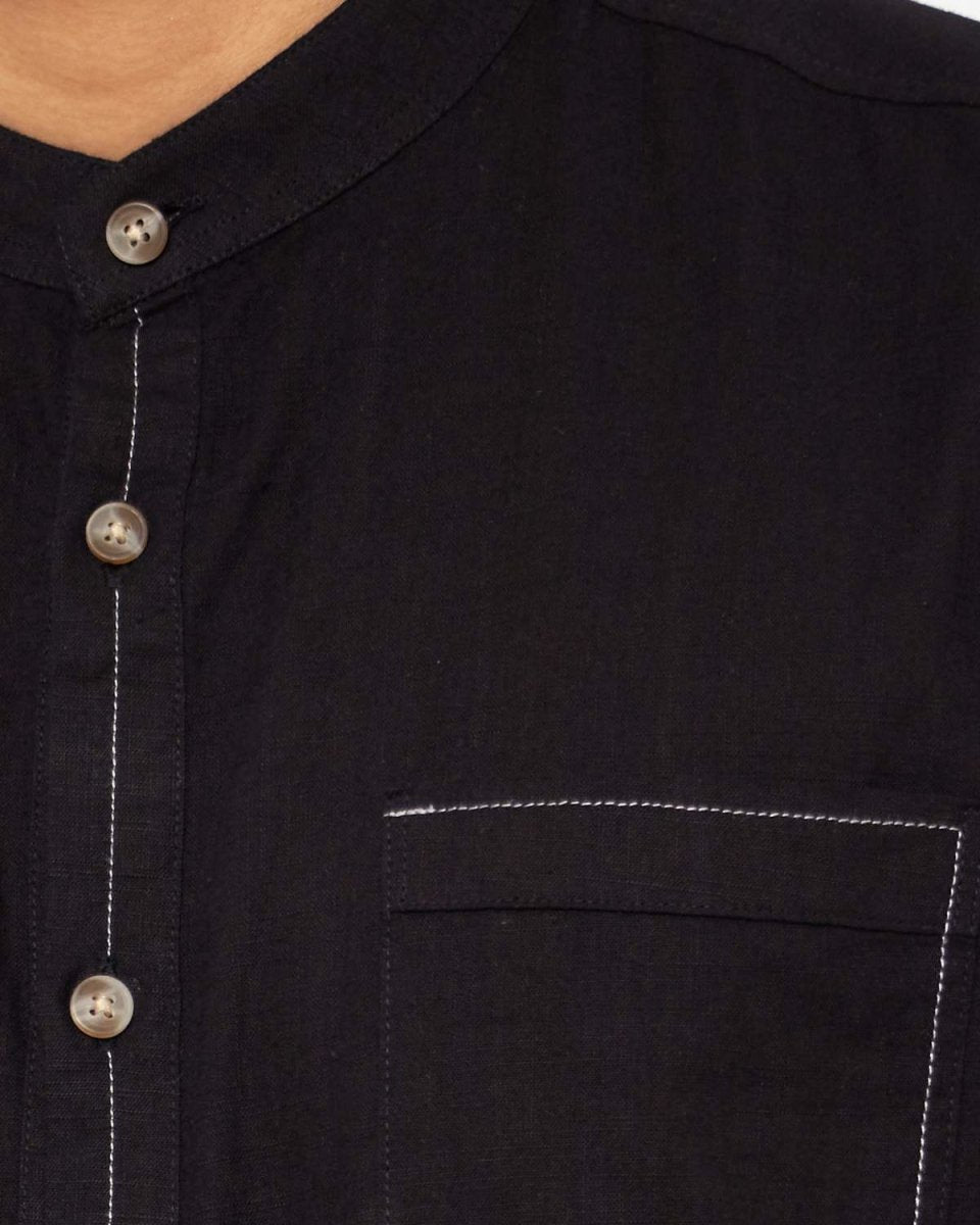 MOI OUTFIT-Linen Men Long Sleeve Henley Shirt 18.90