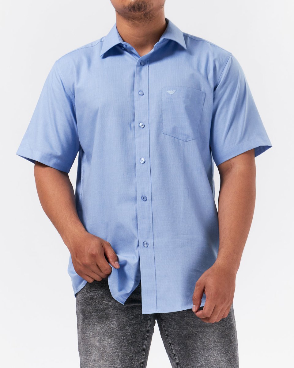 MOI OUTFIT-Logo Embroidered Pocket Men Short Sleeve Shirt 19.90