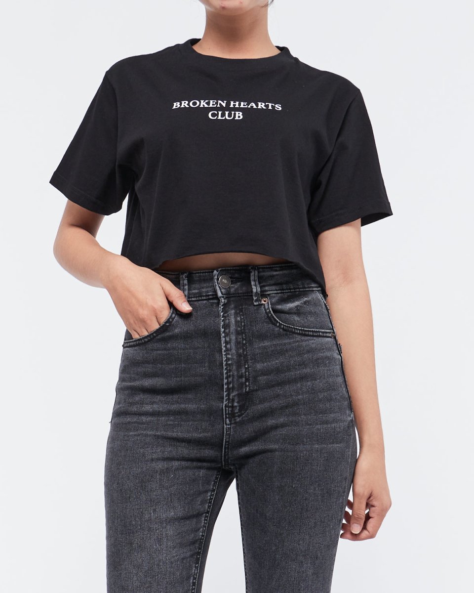 MOI OUTFIT-Logo Printed Lady T-Shirt Crop Top 9.90