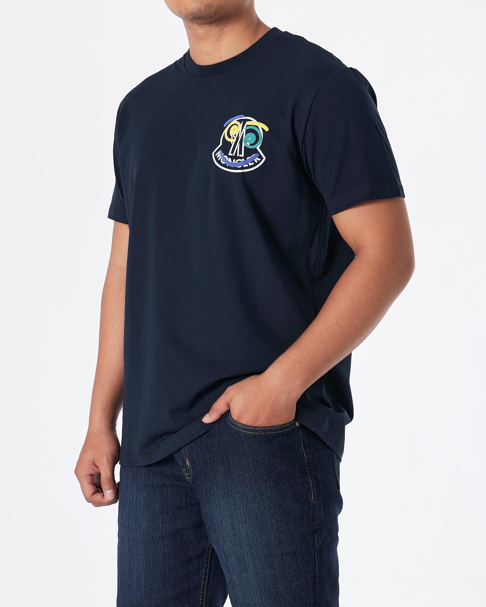 MOI OUTFIT-MON Round Back Printed Men Blue T-Shirt 19.90