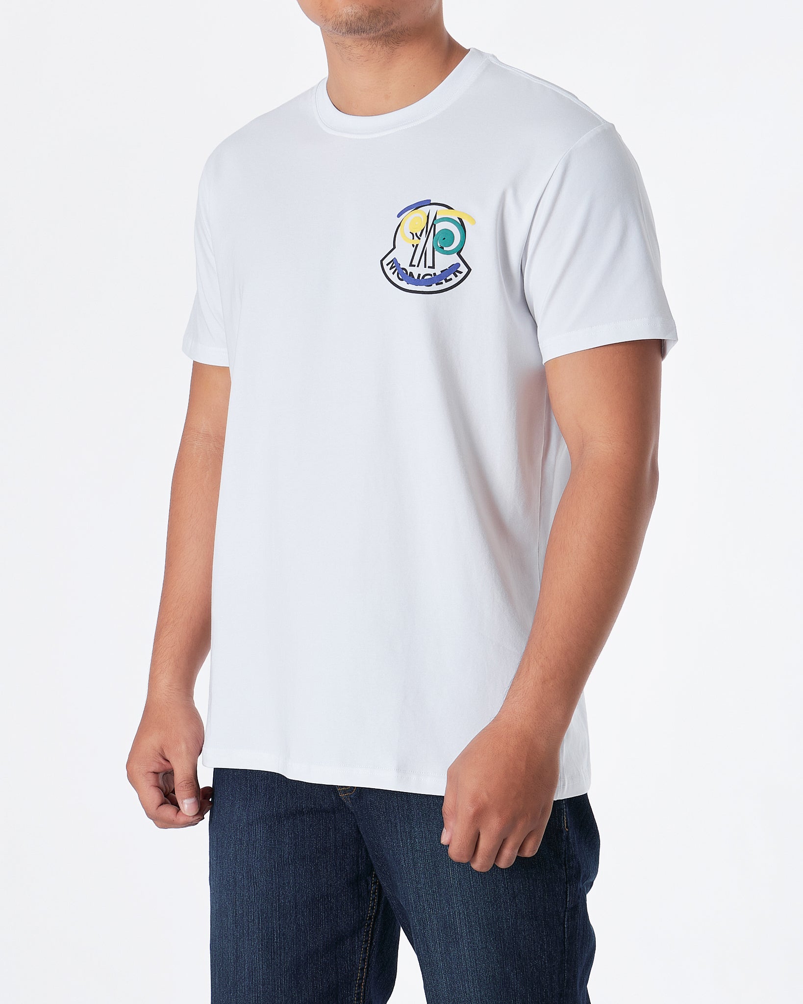 MOI OUTFIT-MON Round Back Printed Men White T-Shirt 19.90