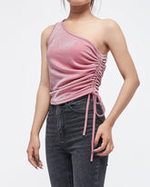 MOI OUTFIT-One Shoulder Lady Crop Top 17.50
