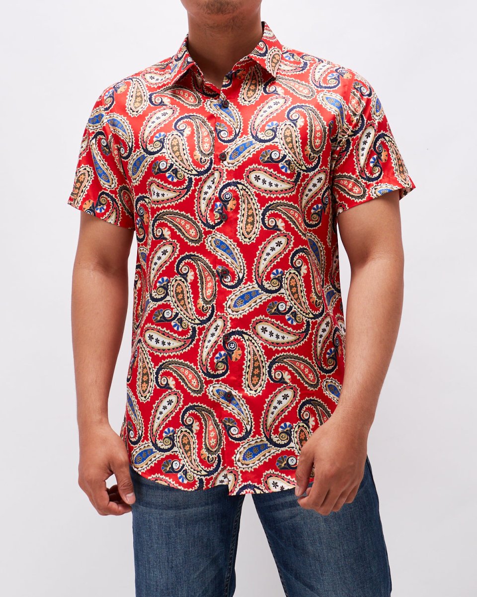 MOI OUTFIT-Paisley Pattern Men Shirt Short Sleeve 22.90