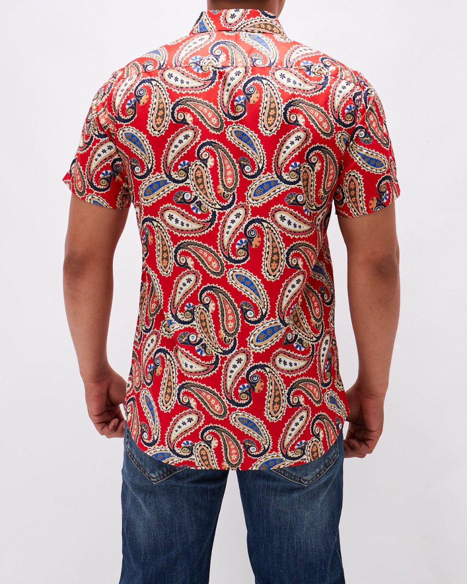 MOI OUTFIT-Paisley Pattern Men Shirt Short Sleeve 22.90