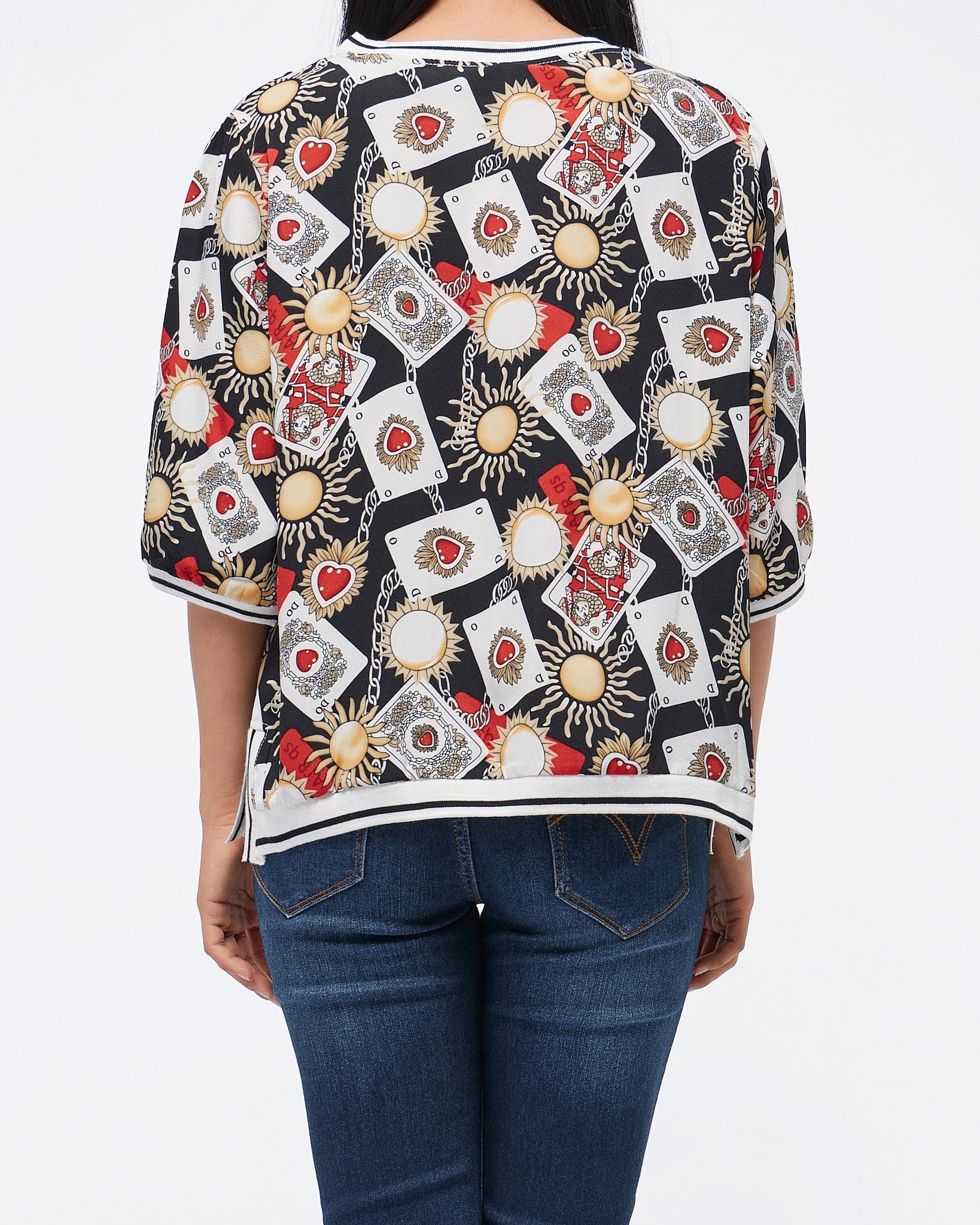 MOI OUTFIT-Playing Card Printed Lady Crop Top 15.90