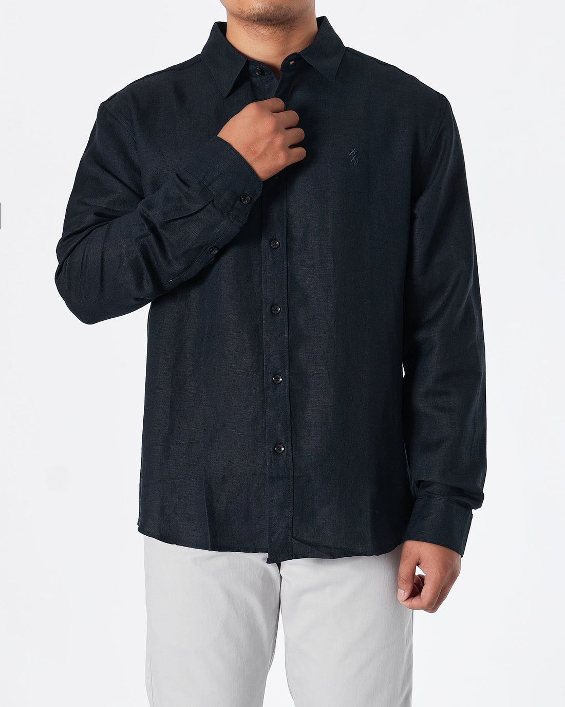 MOI OUTFIT-RL Cotton Men Black Shirts Long Sleeve 30.90
