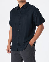MOI OUTFIT-RL Cotton Men Black Shirts Short Sleeve 28.90