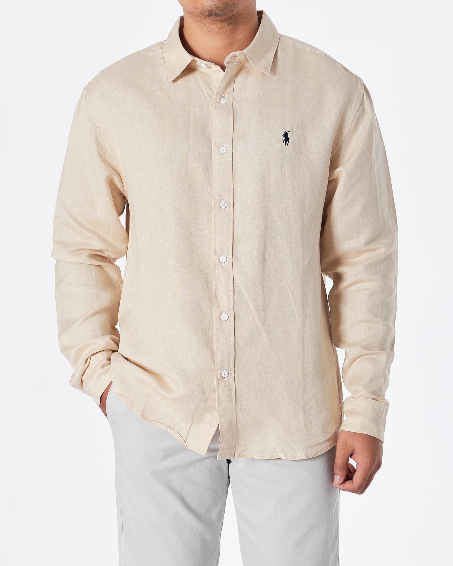 MOI OUTFIT-RL Cotton Men Cream Shirts Long Sleeve 30.90
