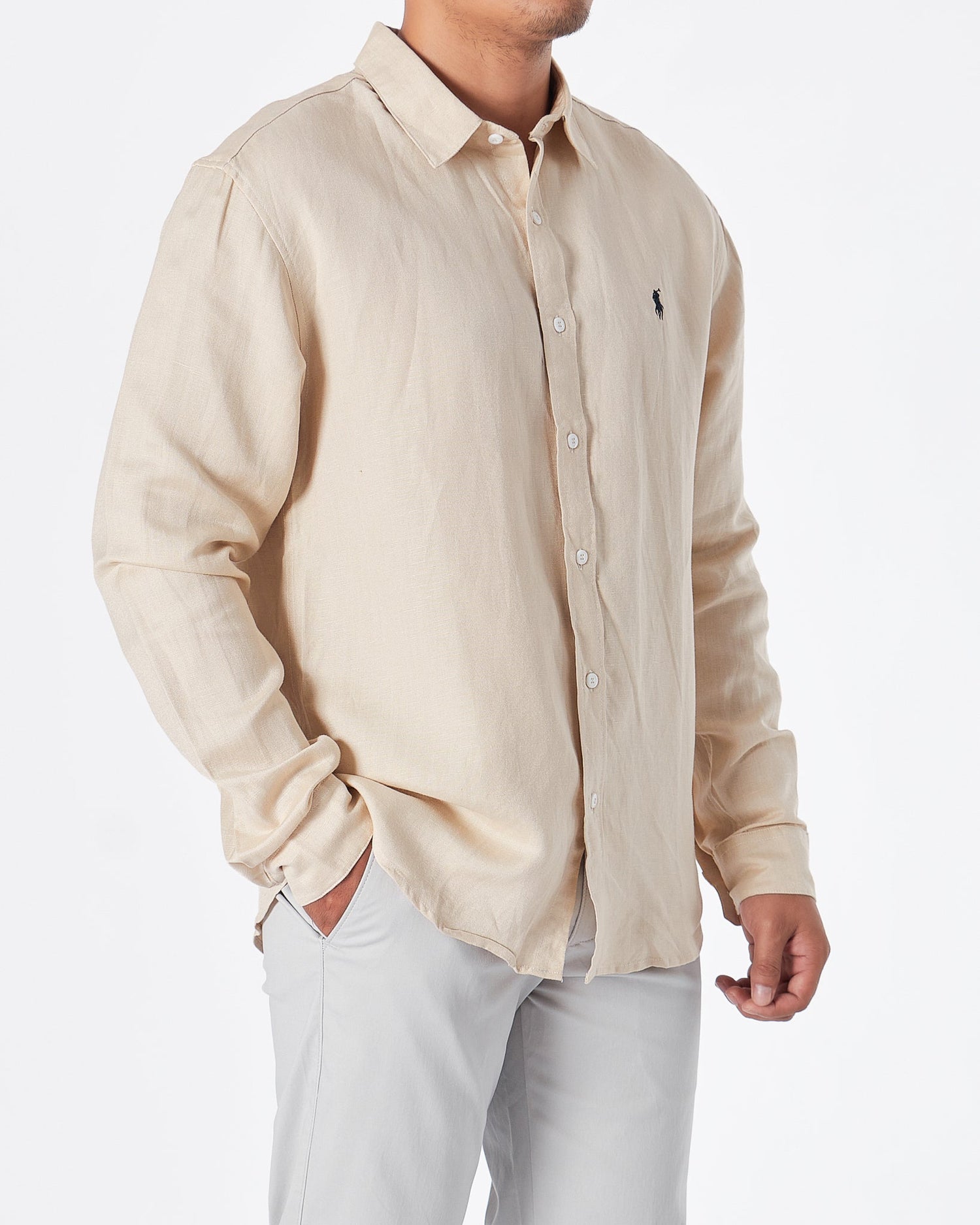MOI OUTFIT-RL Cotton Men Cream Shirts Long Sleeve 30.90