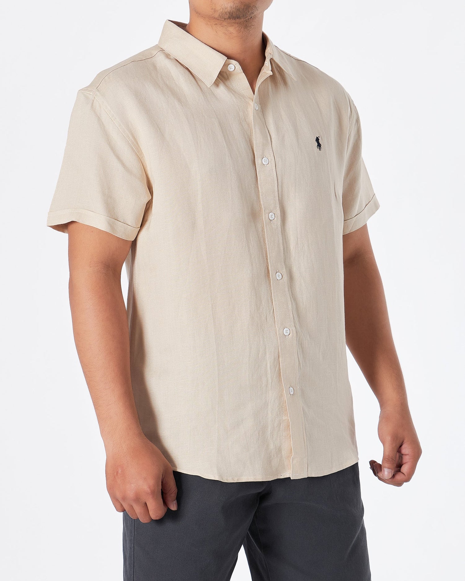 MOI OUTFIT-RL Cotton Men Cream Shirts Short Sleeve 28.90