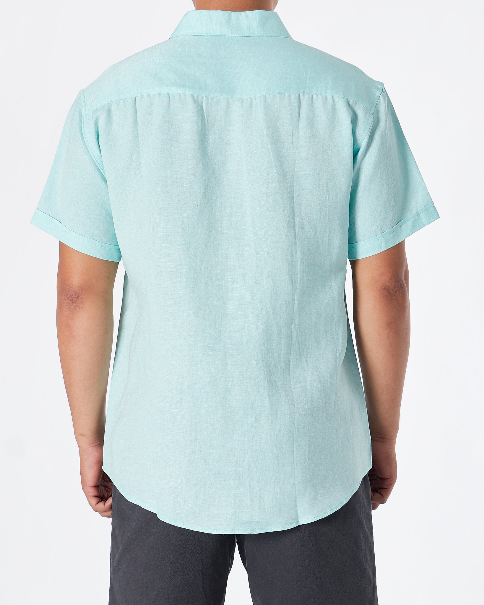 MOI OUTFIT-RL Cotton Men Green Shirts Short Sleeve 28.90