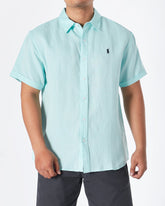 MOI OUTFIT-RL Cotton Men Green Shirts Short Sleeve 28.90