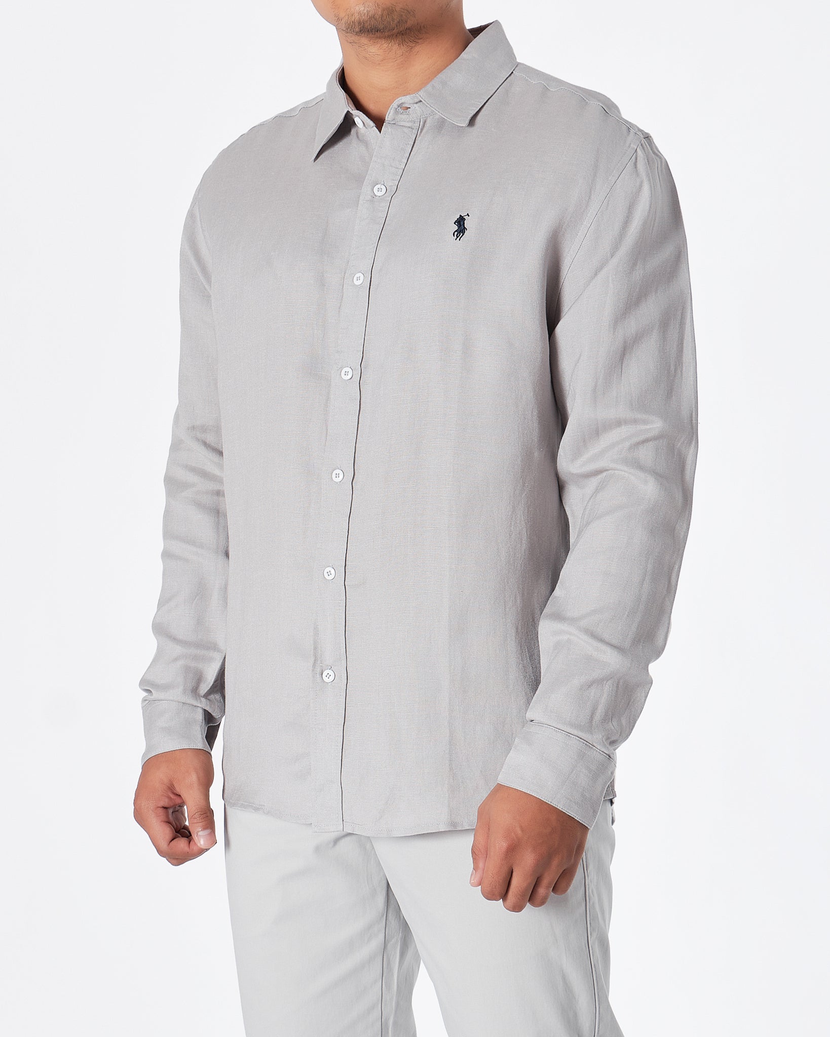 MOI OUTFIT-RL Cotton Men Grey Shirts Long Sleeve 30.90