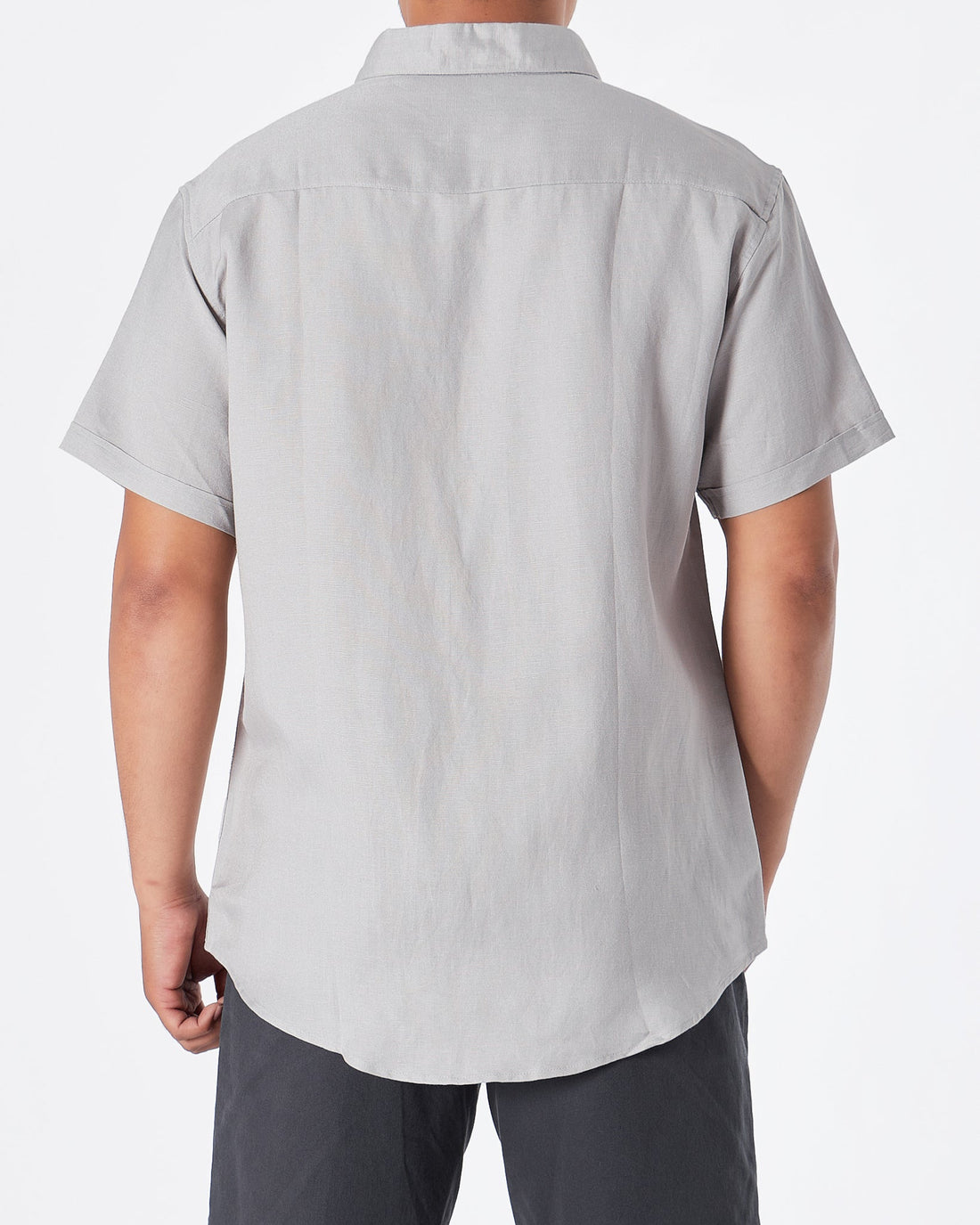MOI OUTFIT-RL Cotton Men Grey Shirts Short Sleeve 28.90