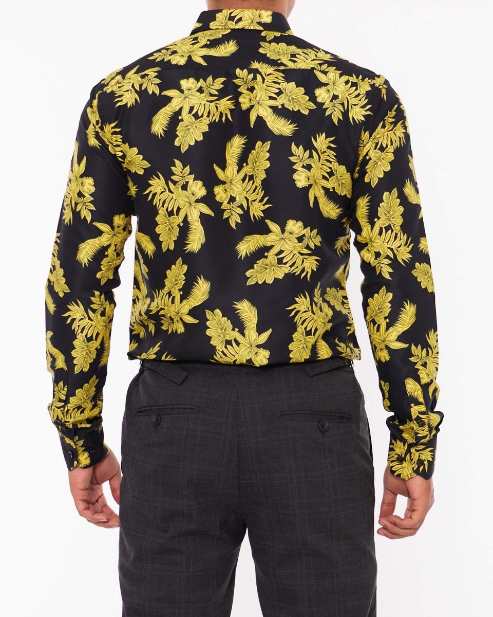 MOI OUTFIT-Slim Fit Men Floral Long Sleeve Shirt 16.90