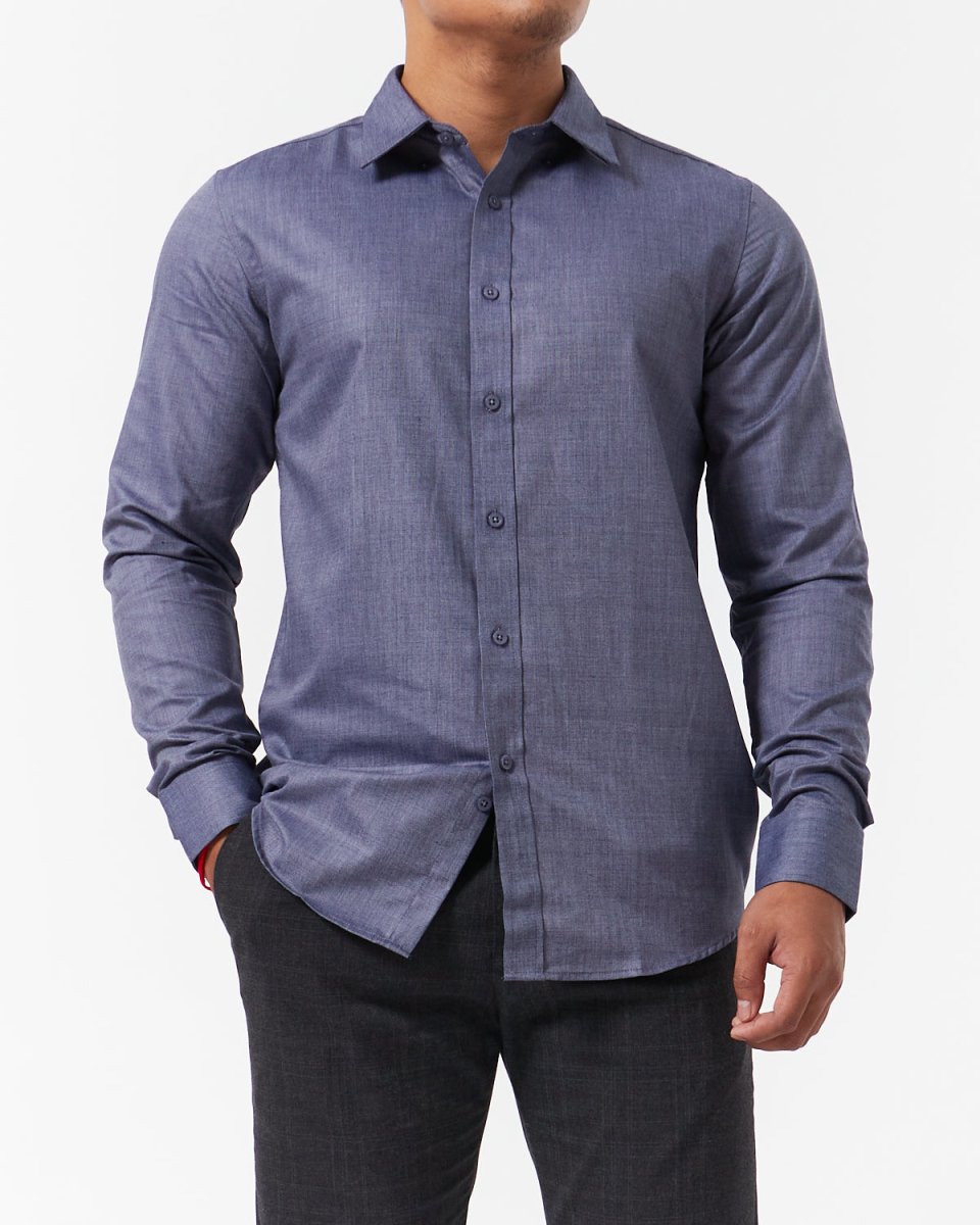 MOI OUTFIT-Slim Fit Men Long Sleeve Shirt 21.90